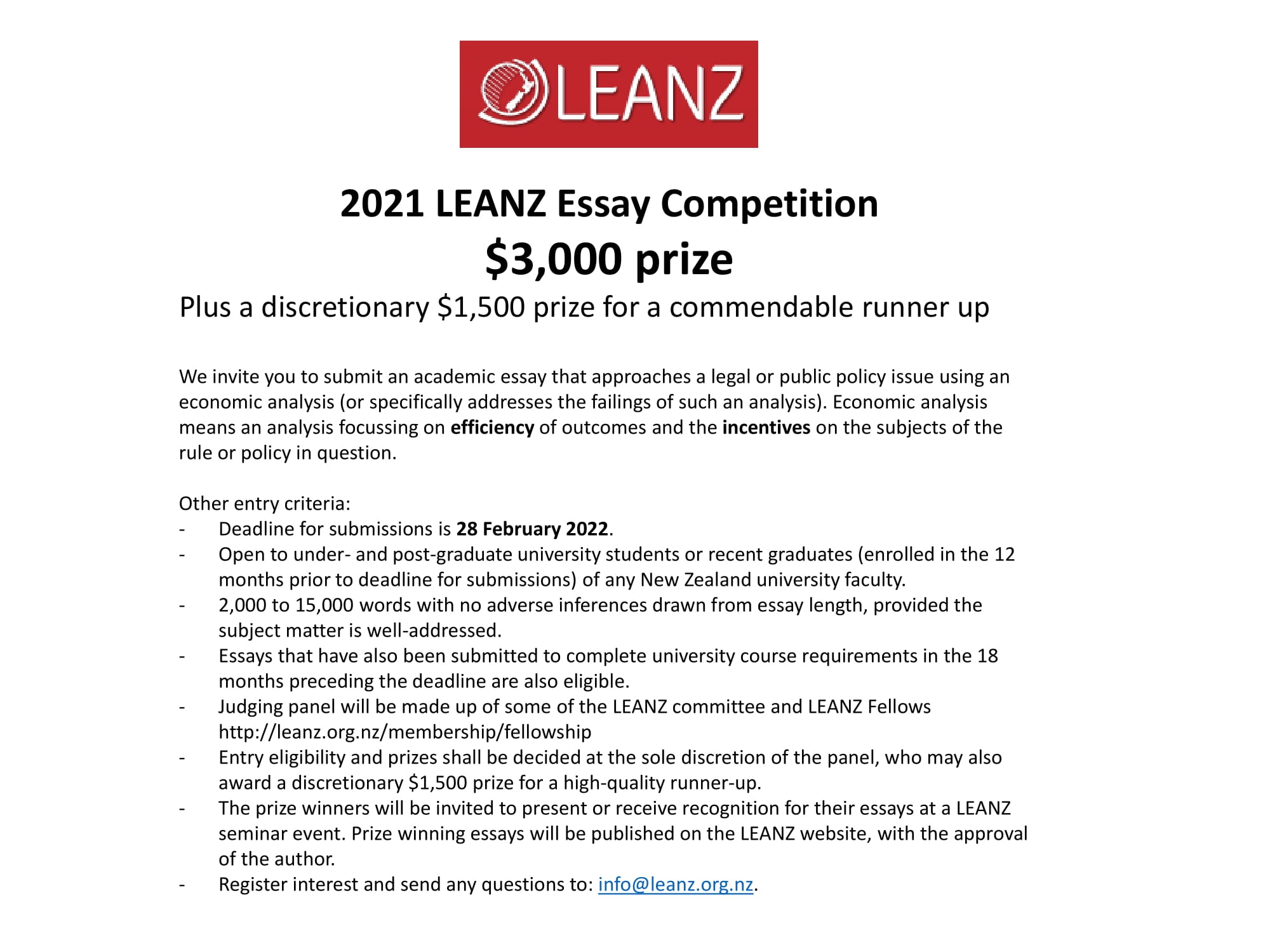 essay competition nz